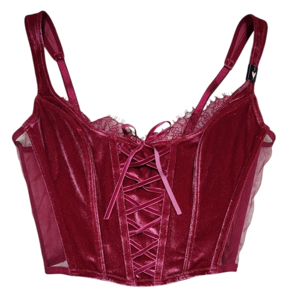 SOLD. Unline lace-up velvet corset top - Picture 5 of 7
